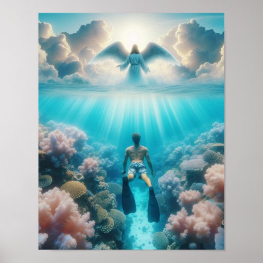 天使がシュノーケラーを海礁で驚かす ポスター (正面)