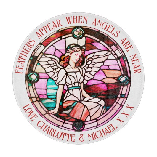 天使がステンドグラスに近づくと羽が現れる カッティングボード (正面)
