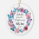 天使がパーソナライズされたいる時に蝶が現れる セラミックオーナメント (左)