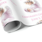 天使がベビーガールの洗礼を見守る ラッピングペーパー (ロールコーナー)