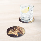 天使がマリーとイエスに歌を捧げる ラウンドペーパーコースター (インサイチュ)