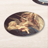 天使がマリーとイエスに歌を捧げる ラウンドペーパーコースター (アングル)