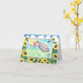 天使がモナーク蝶と戯れる カード (黄色い花)