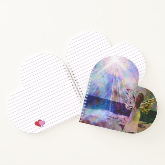 天使が天を見るハートシェイプジャーナルノート ノートブック (内部)