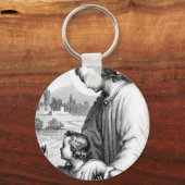 天使が子供を守る キーホルダー (正面)