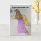 天使が折り畳んだグリーティングカードを取り囲む カード (黄色い花)