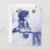 天使が星に願いを - 青い彩り ポストカード (正面/裏面)