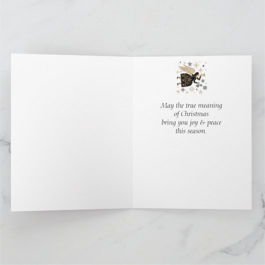 天使が星のアートを意味するメリークリスマス カード (内部)