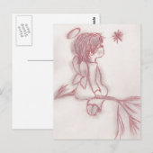 天使が星を望む – 赤と白 ポストカード (正面/裏面)