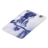 天使が星を望む – 青い色合い マグネット (左側)