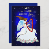 天使が歌うハルクのクリスマスエンジェル(ハープを持つ) シーズンカード (正面/裏面)