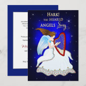 天使が歌う「ハルク、ハルク、ハルク」 クリスマス天使 ハープを弾く シーズンカード (正面/裏面)