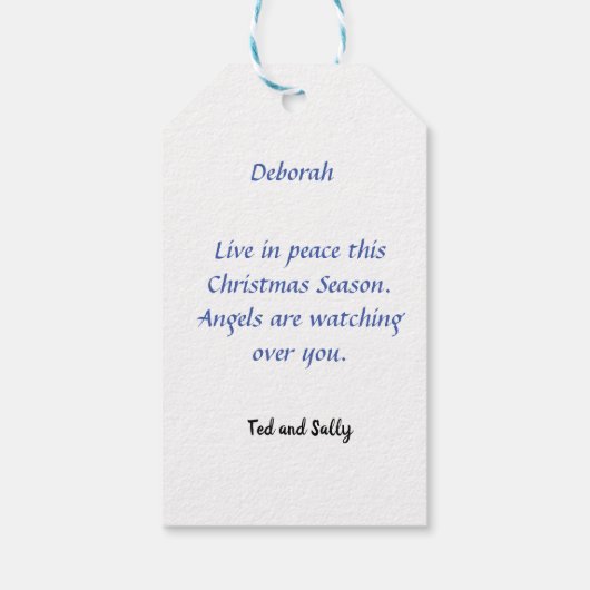 天使が水の色のカラフルスケッチを見る ギフトタグ (裏面)