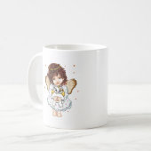 天使が猫を抱っこ コーヒーマグカップ (正面左)