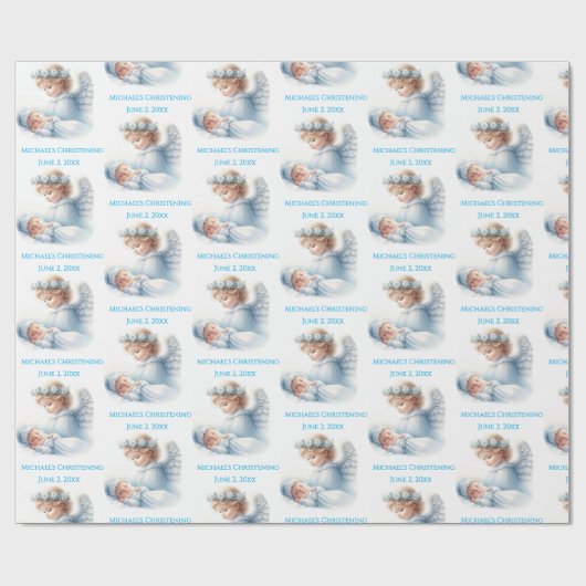 天使が男の赤ちゃんバプテスマを見守る ラッピングペーパー (フラット)