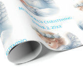 天使が男の赤ちゃんバプテスマを見守る ラッピングペーパー (ロールコーナー)