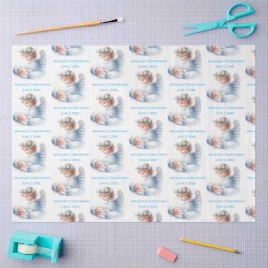 天使が男の赤ちゃんバプテスマを見守る 薄葉紙 (クラフト)