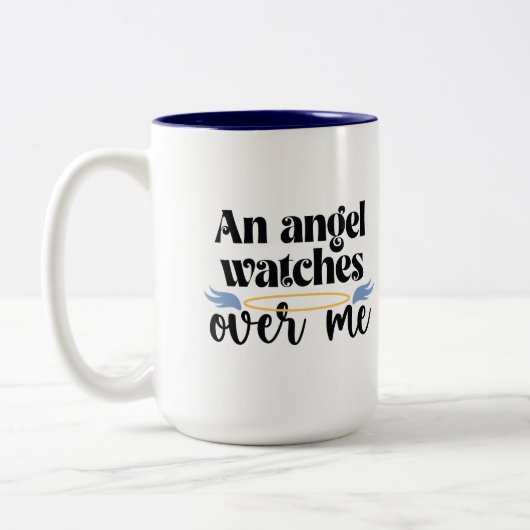 天使が私エナメルキャンピングマグを見守る ツートーンマグカップ (左)