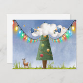 天使が空高く飾られたツリー　テキストカスタマイズ可能 シーズンカード (正面/裏面)
