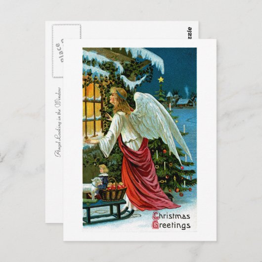 天使が窓を覗き込む ポストカード (正面/裏面)