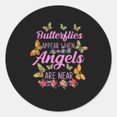 天使が蝶の近くにいるときに蝶が現れる ラウンドシール (正面)