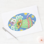 天使が見ている、猫のシール楕円、シート 楕円形シール (封筒)