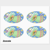 天使が見ている、猫のシール楕円、シート 楕円形シール (シート)