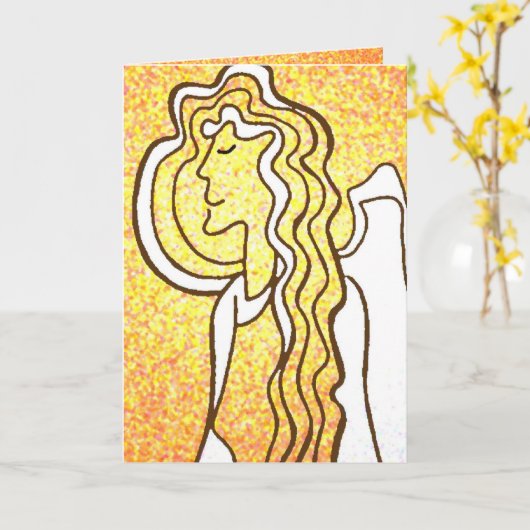 天使が見守る カード (黄色い花)