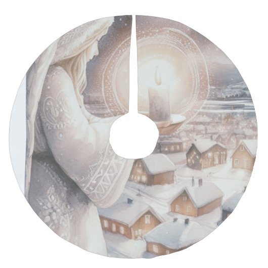 天使が見守る ブラッシュドポリエステルツリースカート (正面)