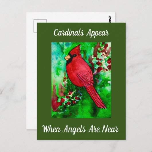 天使が近くに来るとき、カーディナルが現れる - インスピレーション ポストカード (正面/裏面)