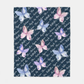 天使が近づくと海軍の蝶が現れる フリースブランケット (正面)