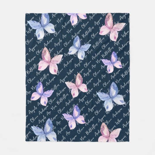 天使が近づくと海軍の蝶が現れる フリースブランケット (正面)