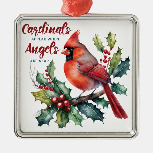 天使が近づくと美しい深紅色が現れる メタルオーナメント (正面)