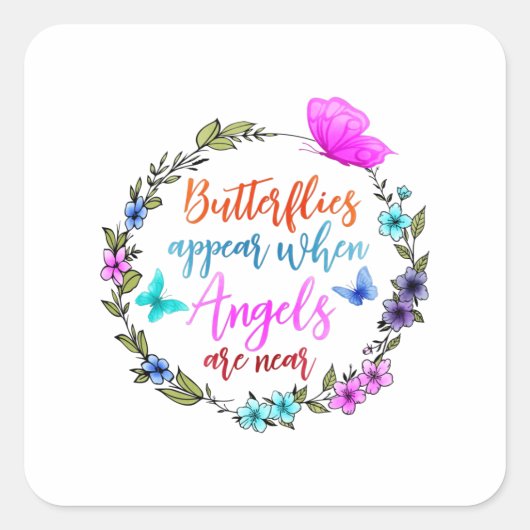 天使が近づくと蝶が現れる スクエアシール (正面)