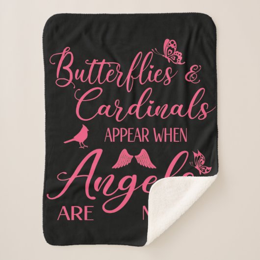 天使が近づくと蝶と深紅色が現れる シェルパブランケット (正面)