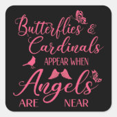 天使が近づくと蝶と深紅色が現れる スクエアシール (正面)