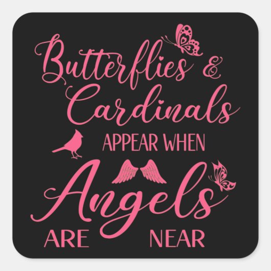 天使が近づくと蝶と深紅色が現れる スクエアシール (正面)