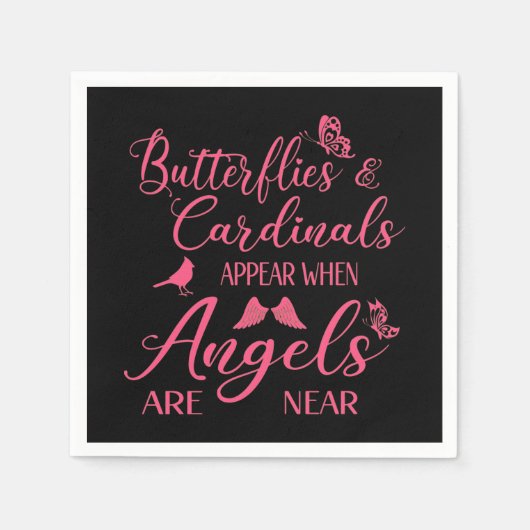 天使が近づくと蝶と深紅色が現れる スタンダードカクテルナプキン (正面)