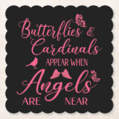 天使が近づくと蝶と深紅色が現れる ペーパーコースター (正面)