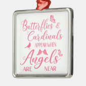 天使が近づくと蝶と深紅色が現れる メタルオーナメント (左)