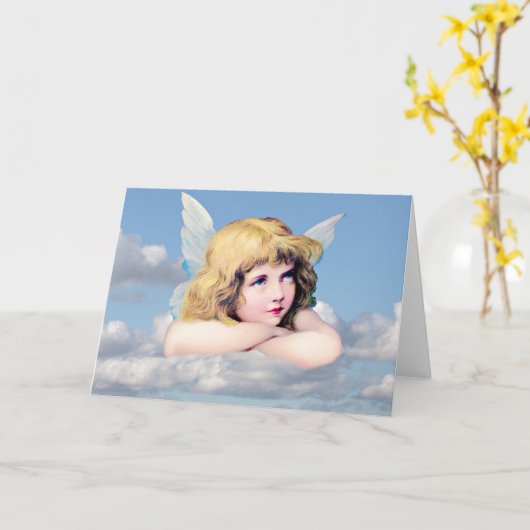 天使が雲に カード (黄色い花)