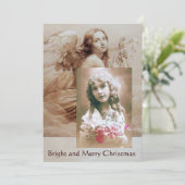 天使が雲の上でリラを弾く フォトテンプレート 招待状 (スタンド正面)