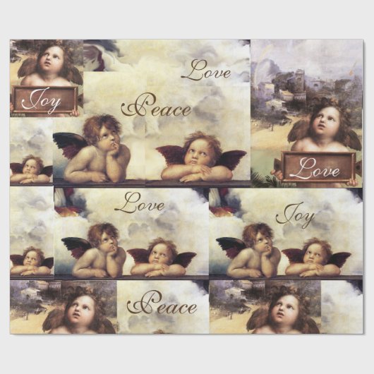 天使たち/翼のあるチェルブクリスマス喜び平和の愛 ラッピングペーパー (フラット)