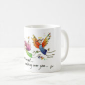 天使た飛んでいるちが幸せに「一日中」水彩画を描く コーヒーマグカップ (正面右)