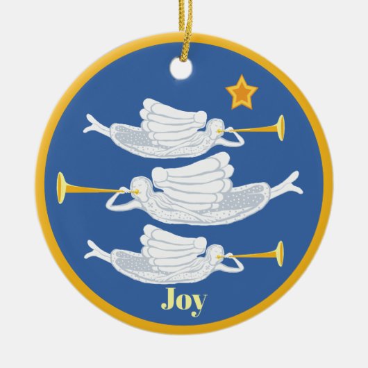 天使とイエス・クリスマス セラミックオーナメント (正面)