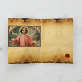 天使とクリスマスクラウンを持つ子イエス シーズンカード (内部)