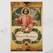 天使とクリスマスクラウンを持つ子イエス 便箋 (正面)