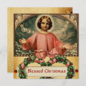 天使とクリスマスクラウンを持つ子イエス 招待状 (正面/裏面)