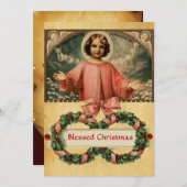 天使とクリスマスクラウンを持つ子イエス 招待状 (正面/裏面)