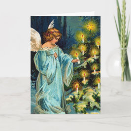 「天使とクリスマスツリー」ヴィンテージ シーズンカード